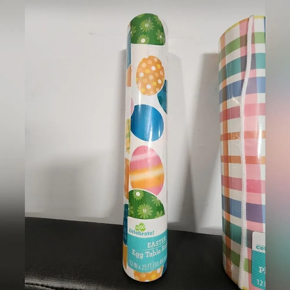 Lot of two rolls of paper Easter table runner 12 in  x 25 ft  pastel